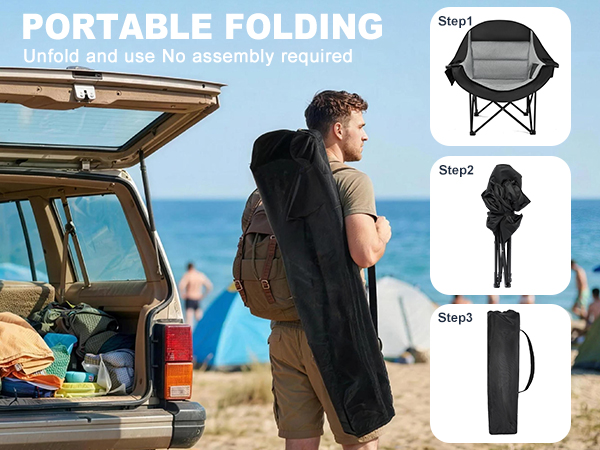 portable folding, unfold and us, no assembly required