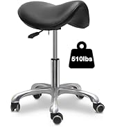 LIMKOMES Saddle Stool with Wheels,Rolling Stool,Rolling Chair Ergonomic Swivel Rolling Chair with...