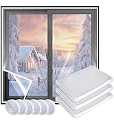 Shackcom 3 Pack 47'' x 63'' Window Insulation Kit with Adhesive Straps Reusable, Clear Window Ins...