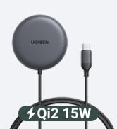 UGREEN 15W Fast Wireless Charging Pad, Qi2 Certified Magnetic Wireless Charger, MagSafe Compatibl...