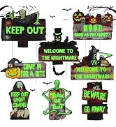 8 PCs Halloween Decorations Outdoor Tombstone Yard Sign with Stakes Glow in the Dark Graveyard To...