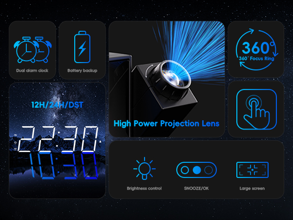 Mesqool multifunctional alarm projection alarm clocks
