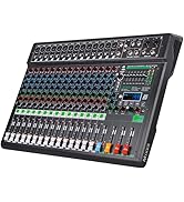 Yamnweo XF16 Professional DJ Audio Mixer, 16 Channel, with 99 DSP Effects, 7-Stage Equalizer, Sep...