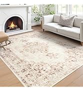 Area Rug 5x7, Washable Rug for Living Room, Large Area Rugs for Bedroom, Vintage Rug 5x7 for Dini...