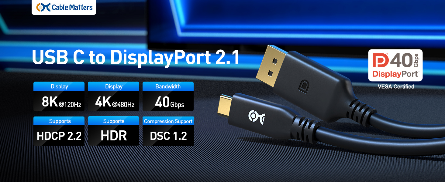USB C to Displayport 2.1 Cable
