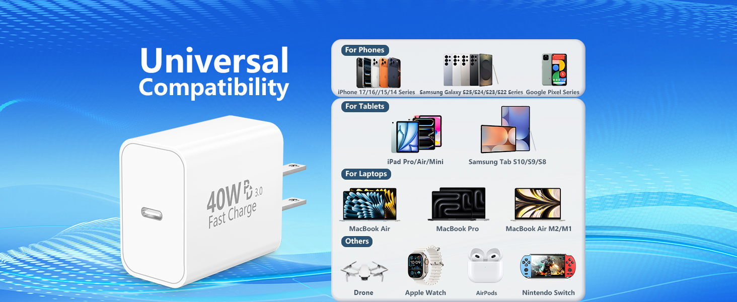 MFi Certified 2Pack 40W Dynamic Power Adapter USB C Charger Block Type C Wall Charger for iPhone 17