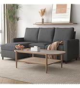 coeztt Convertible Sectional Sofa Couch, L-Shaped Sofa with Linen Fabric, 3 Seat with Movable Ott...