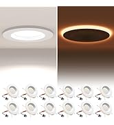 POWERASIA 12 Pack 5/6 Inch LED Can Lights with Night Light, 5CCT Retrofit Recessed Lighting Selec...