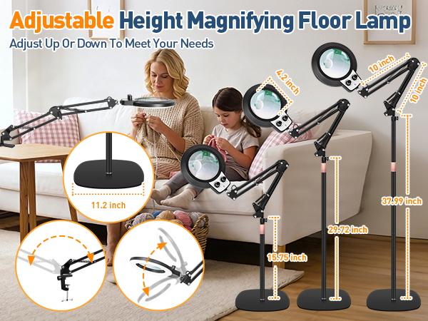 adjustable height floor lamps magnifying glass with light reading lamp led floor lamp cross stitch