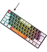 60% Wired RGB Gaming Keyboard,62 Keys Compact Mechanical Keyboard New Degsin Keycaps,Detachable U...