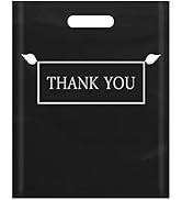 Thank You Merchandise Bags,Daarcin 100pcs 12x16in Black Die Cut Plastic Shopping Bags with Handle...