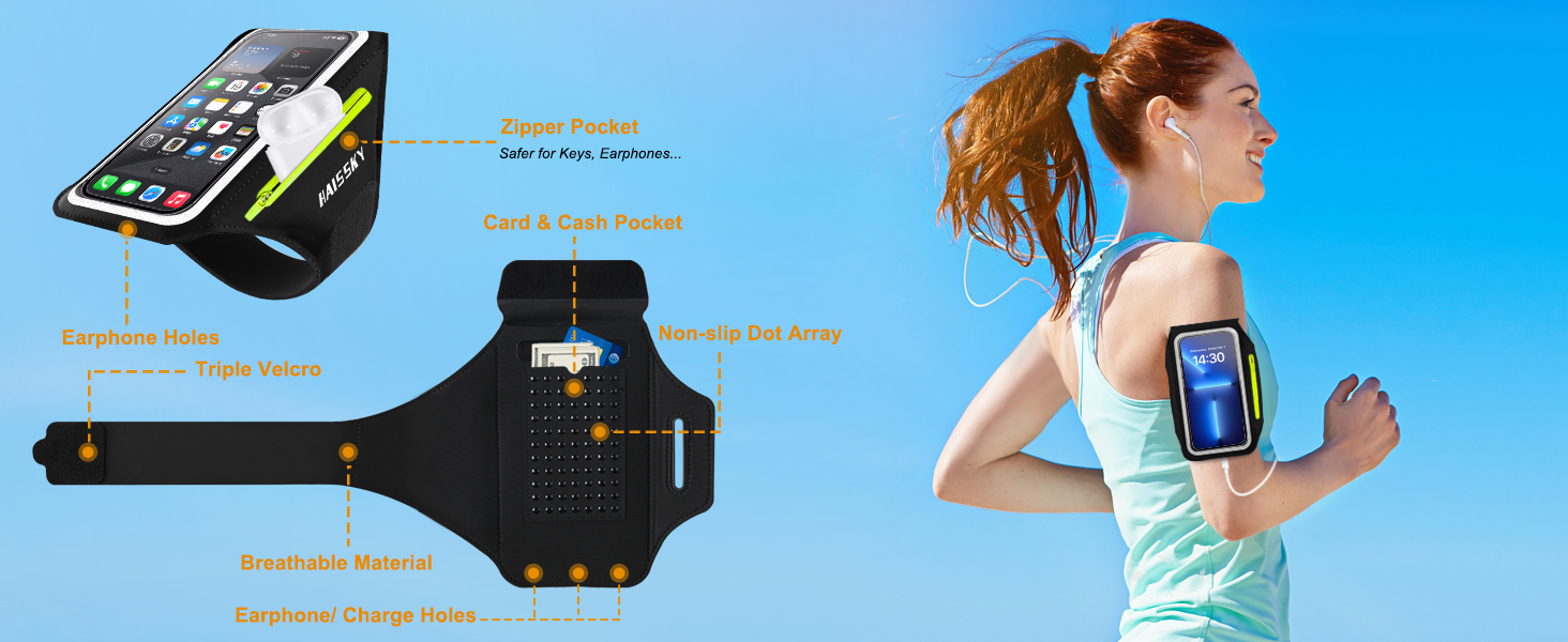 Creatived Design - Armband with Large Zipper Pocket