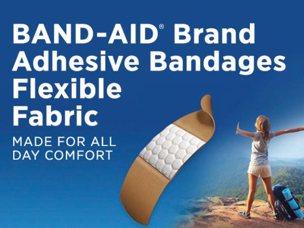 BAND-AID Brand Adhesive Bandages Flexible Fabric. Made for all day comfort.
