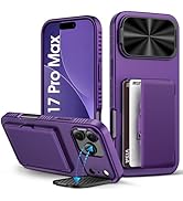 BXYJY for iPhone 17 Pro Max Wallet Case with Camera Cover Kickstand, Card Holder (3-5 Cards), Mil...