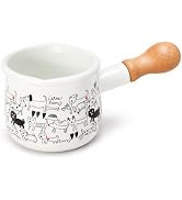 0.6 qt Butter Warmer Enamel Milk Pan [Made in Japan] Mini Saucepan with Pour Spout Butter Melter ...