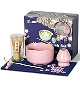 Dnnnii Matcha Whisk Set, 7 Pcs Ceramic Matcha Set Includes Matcha Bowl, Whisk and Holder, Bamboo ...