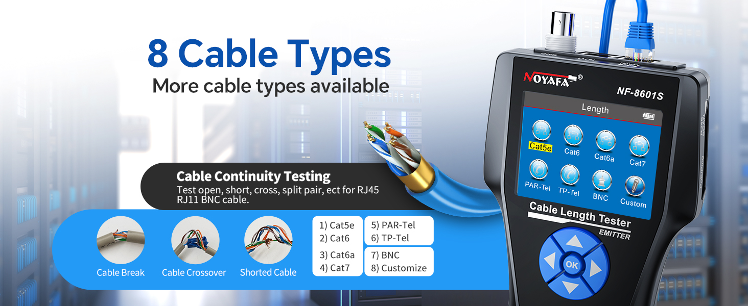 Network Cable Tester, Ethernet Tester with LCD Tracer, LAN Ethernet, PoE Test