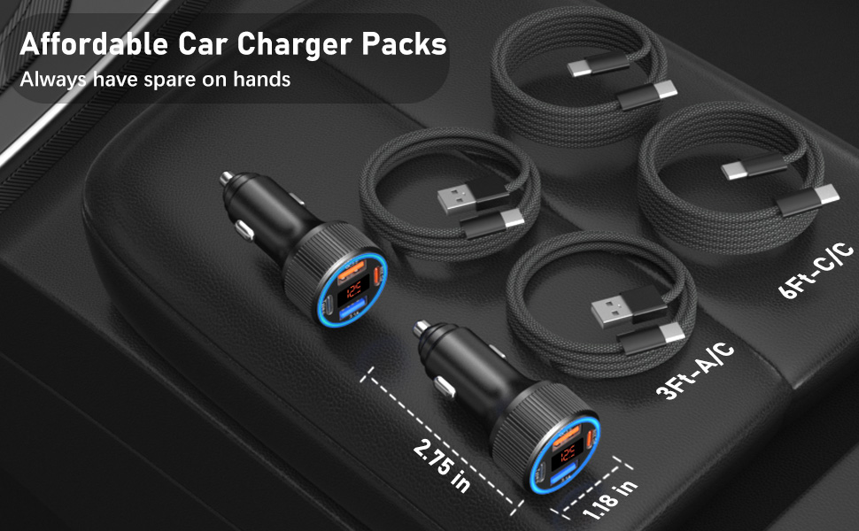 car charger 12v adapter with voltage display