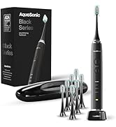Aquasonic Black Series Ultra Whitening Toothbrush – ADA Accepted Electric Toothbrush- 8 Brush Hea...