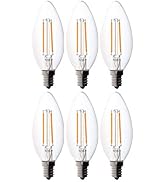 Bioluz LED 4W Filament Candelabra Bulb, E12 Base High Efficiency LED Candle Bulbs, UL Listed, Pac...
