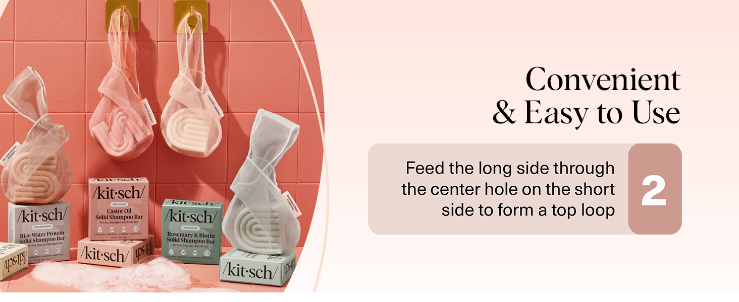 Kitsch Bar Soap Holder – Mesh Bag for Bar Soap and Castor Oil Conditioner Bar