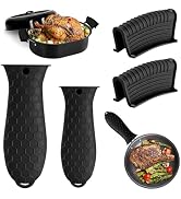 4 Pack Silicone Hot Handle Holder Cover Cast Iron Handle Cover Silicone Pot Holders Heat Resistan...