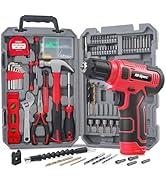 Hi-Spec Tool Set with 8V Cordless Drill Set. Complete DIY Tool Kit with USB Rechargeable Electric...