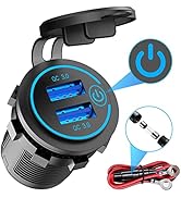 Quick Charge 3.0 Dual USB Charger Socket, Qidoe Waterproof 12V-24V USB Outlet QC3.0 Dual USB Powe...
