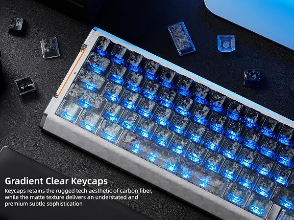 Clear Jelly Keycaps, Translucent Keycaps Set Gradient Grey Keycaps 120 Keys Custom Keycaps