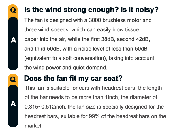 Dual Head Car Cooling Fan for Back Seat Car Seat Headrest Fan for Kids Baby Dog Rear Facing