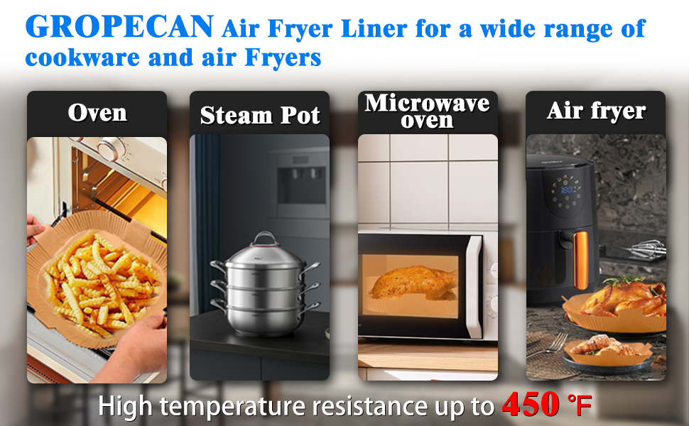 Air Fryer Disposable Paper Liner, Square Parchment Insert Non-Stick, Baking Food Grade Sheet