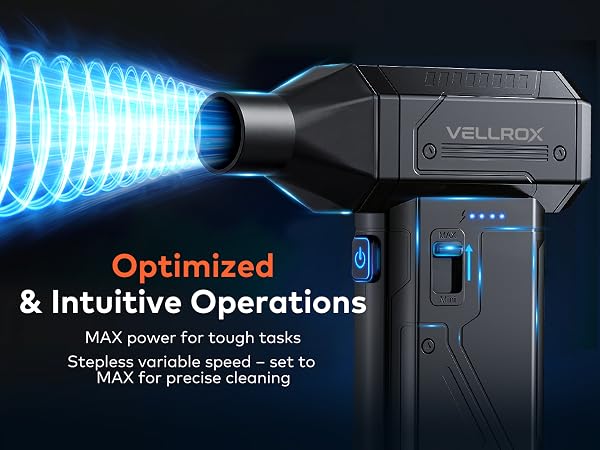 electric air duster with 130,000 RPM brushless motor, Stepless Variable Speed and low noise