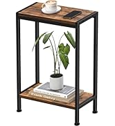 Narrow Side Table for Small Space, 2-Tier Slim End Table, Thin Nightstand, Skinny Snack Couch Tab...