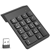 TATMOHIK Number Pad Wireless Numeric Keypad Numpad 18 Keys with a 2.4GHz USB Receiver,Portable an...