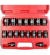 YIYITOOLS 17Pcs 1/2 “ Drive Shallow Impact Socket Set(8-24mm),Metric Socket Set,6-Point,CR-V Stee...
