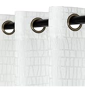 White Geometric Pattern Curtains 84 Inches Long for Living Room 50% Blackout Room Darkening Satin...