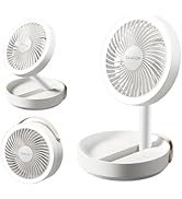 Gaiatop Foldable Small Desk Fan with LED Night Light, 6000mAh Battery Powered Portable Fan USB Re...