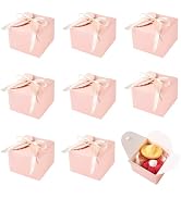 Craftdady 10Sets Pink Gift Boxes with Ribbons 4.72x4.72x3.54 Inch Square Folding Candy Boxes Cube...