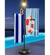 Solar Light Pool Towel Rack with Wheels – 63" Tall Adjustable Outdoor Towel Rack for Patio, Bathr...