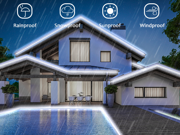 Solar Light Strip Outdoor Waterproof LED Light Strip Timer Self Adhesive Strip lights