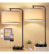 Innqoo Bedside Table Lamps for Bedroom Set of 2-Dimmable Nightstand Lamps with USB Port and Outle...
