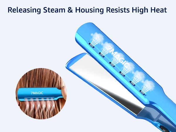7MAGIC Steam Hair Straightener, Heat-Resistant Flat Iron