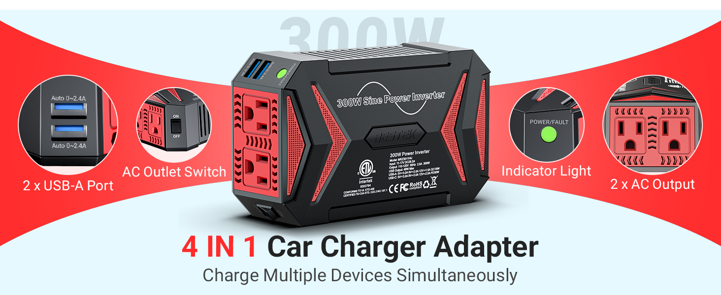 4 IN 1 car charger adapter