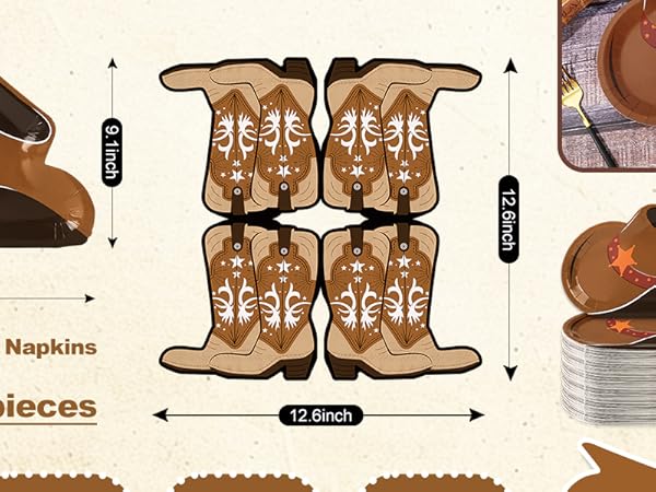 90Pcs Western Cowboy Plates Napkin Set
