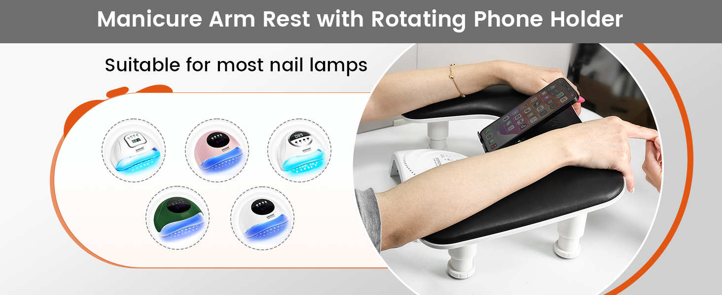 Black Manicure Arm Rest for Nails Tech