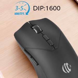 A black Bluetooth mouse with adjustable DPI
