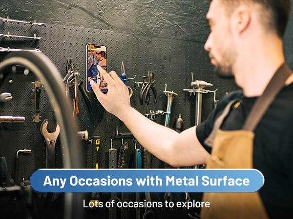 use the ring holder to attach on any metal surface on various occasion for convenient use