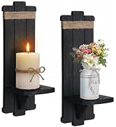 Alphatool Handmade Wooden Candle Sconces Set of 2 Farmhouse Wall Decor | Vintage Bedroom Livingro...
