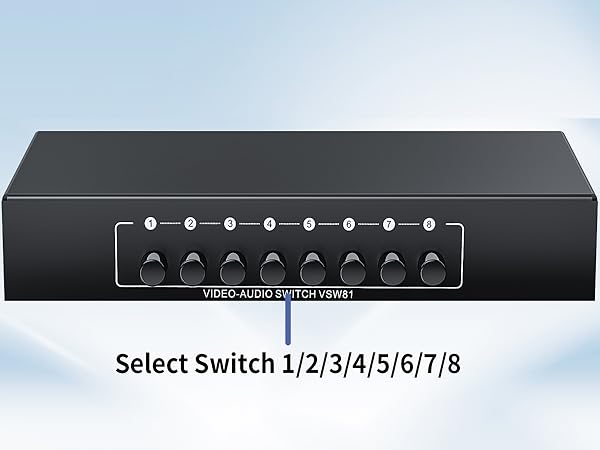 8 in 1 Out R/L RCA Stereo Audio Video Switch Manual Switching audio visual rca composite switcher