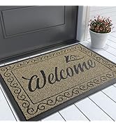 Yimobra Welcome Front Door Mat, Heavy Duty Easy Clean Doormat Indoor Outdoor, Waterproof Quick Dr...